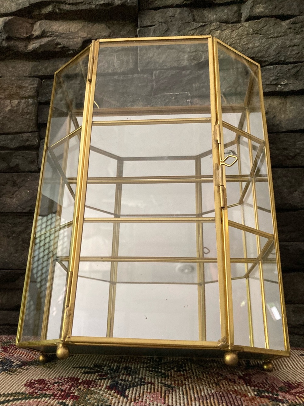 Gold Glass Display Case - Elegant Home Wall Decor